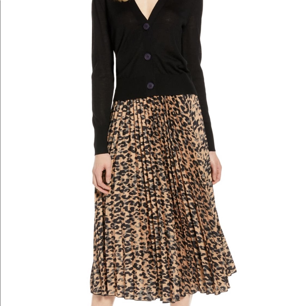 Halogen Leopard cheetah animal print pleated skirt